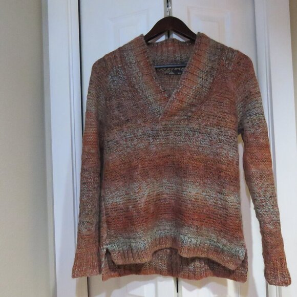PRANA Clause Marled Knit V Neck Sweater in Sundried Terracotta - Size XS - Picture 3 of 15